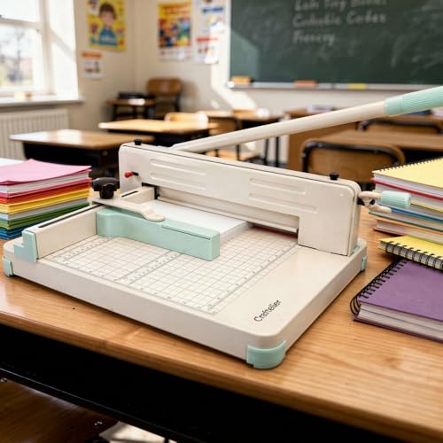 Craftelier - Heavy Duty Guillotine Paper Cutter, 400 Sheets, 12" (A4) | Solid steel construction, safety lock and protective cover, Cutter for 1.5” thick stacks, includes handle and hex keys - style: Professional guillotine