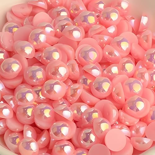1500 Pcs AB Half Pearls for Crafting, Mixed Sizes 3/4/5/6/8/10mm Flatback Pearl Beads for Crafts, Gems for Nail Art Making, Shoes Clothes Embellishments (A13 Deep Pink AB) - color: A13 Deep Pink AB