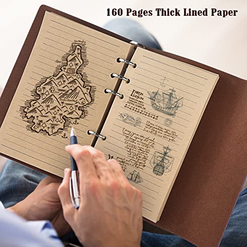 Vintage Travel Journal, Refillable PU Leather Journal for Women Men, 7 Pack