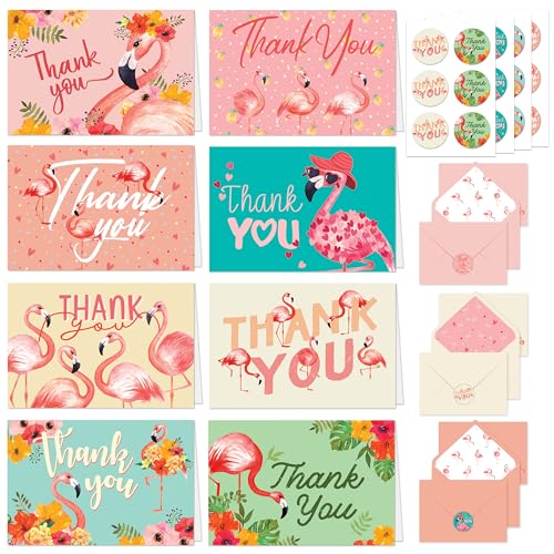 Decorably 24 Pack 6x4in Flamingo Thank You Cards with Envelopes - style: Flamingo
