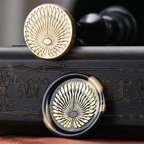 Wax Seal Stamp, Sunburst Sealing Stamp, Radiant Bloom Design with Concentric Circle Center for Botanical Scrapbooking, Gift Wrapping, Creative Letters - color: Spiral wing flying