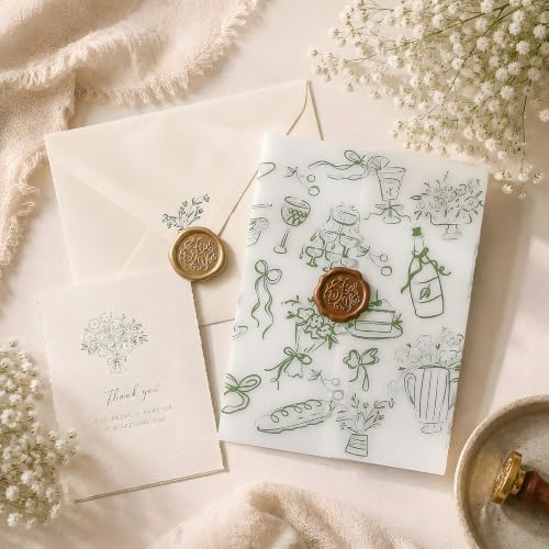 Vellum Paper 5x7 Pre-Folded Green Party Pattern, Vellum Jackets 30 Pcs - color: Green Party Party Joy