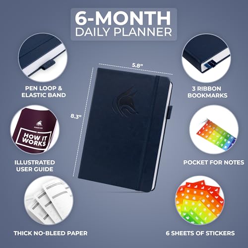 Clever Fox Daily Planner, Undated Professional & College Day, Dark Blue - color: Dark Blue (Undated)