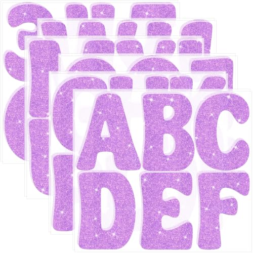 Bulletin Board Letters 74 PCS Glitter Letter Stickers Large 5 Inch, Purple - color: Purple, size: 5 Inch