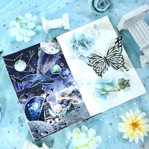 Snycler Sticker Book - 20 Sheets Vintage PET Stickers for Scrapbooking, Junk Journaling, Ephemera, and Decorative Crafts-Star Light Fantasy - color: Star Light Fantasy