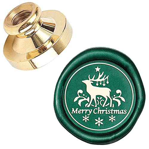CRASPIRE Merry Christmas Sealing Wax Stamp Elk Snowflake Star X'Mas EVE 25mm Replaceable Wax Seal Stamp Brass Head for Christmas Invitations Envelope Cards Holiday - style: Christmas Elk