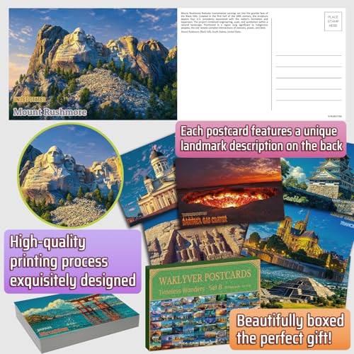 70 Illustrated Around the World Travel Landmark Postcards