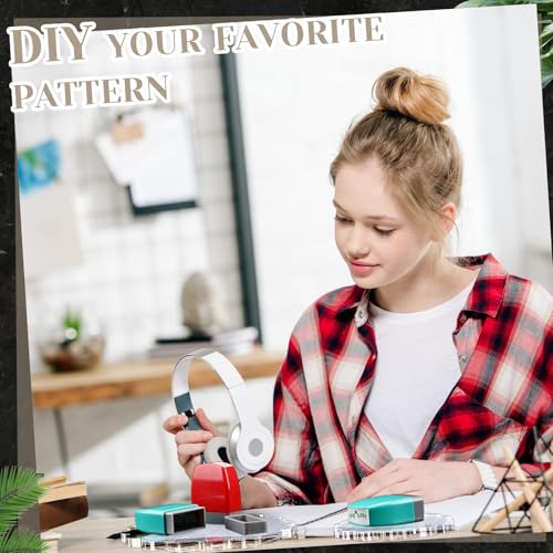 Mudder 7 Pcs Acrylic Stamp Blocks Set Clear with Grid Lines, Circular Lace - style: Circular Lace