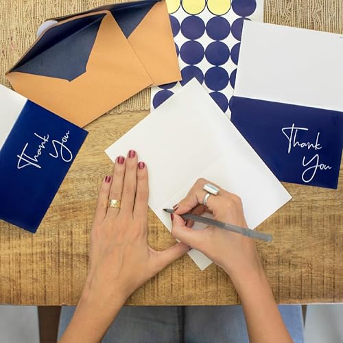 VNS Creations Thank You Cards With Envelopes - 50 Pack 3.5 x 5 - Navy Blue - color: Navy Blue, size: 20 Pack - 4" x 6"