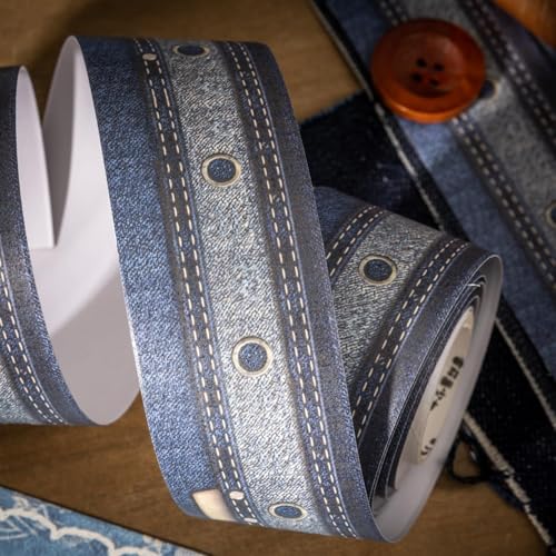 PET Washi Tape Stickers for Journaling Supplies,Denim Journal Tape Stickers | 6Rolls Decorative Denim Themed Journal Tape Stickers for Scrapbooking,Journaling, Junk Journal Supplies,Planner,Letters - color: Denim