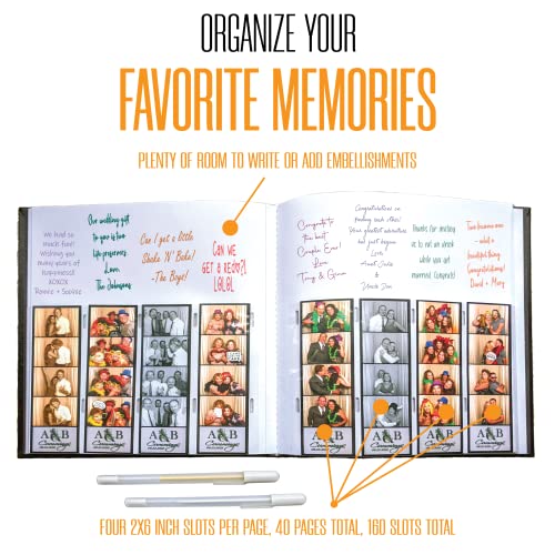 2x6 Strip Album, Black Cover White Pages, 2 Gel Pens, 20pk - color: B&W, size: 20