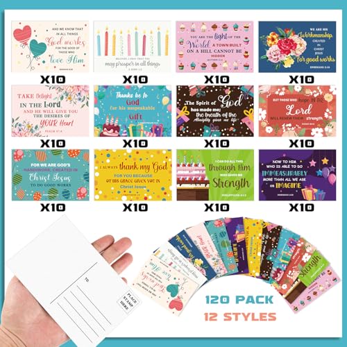 Kosiz 120 Pcs Christian Birthday Cards Bulk 4 x 6 Inch - style: Christian Birthday