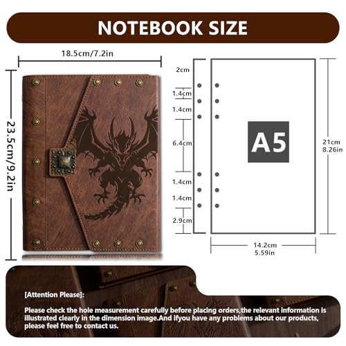 DND Dragon Journal Notebook,Unique 400 Pages A5 personalized Notepad | for Dungeons and Dragons/D&D Gifts Nerdy DM & Players RPG Lovers Accessories for Men&Women - color: s06-Brown-Pterosaur