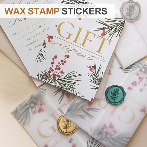 PATIKIL Wax Stamp Stickers, 100Pcs Wax Seal Stickers 3D Embossed Self-Adhesive Envelope Seals Foliage Pattern for Wedding Invitations Gift Wrapping Party DIY Craft, Bright Silver - color: Bright Silver