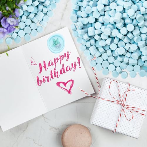 Premium Wax Seal Beads - 520 Ice Blue Sealing Pellets for Letters, Greeting Cards, Wine Bottles & Crafts | Professional-Grade for Wedding Invitations & DIY Projects - style: Ice Blue