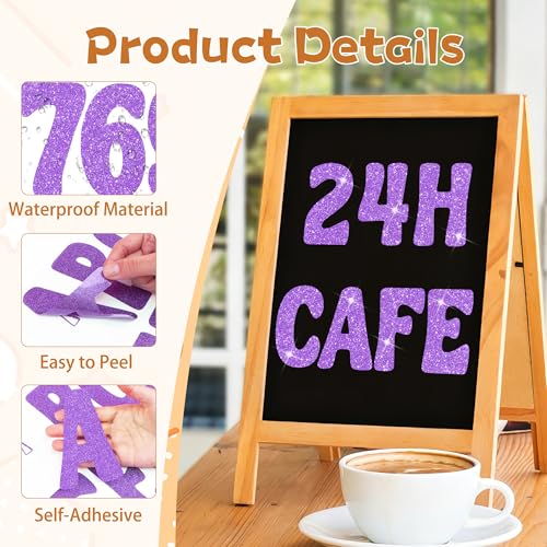 Bulletin Board Letters 129 PCS Glitter Letter Stickers Large 4 Inch, Purple - color: Purple, size: 4 Inch