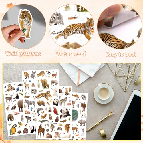 Wild Animals Stickers 750 Count Safari Jungle Animal Woodland Wildlife Zoo Creatures Stickers Party Favors Gifts Sticky Decor for Scrapbook Calendar Planner Gift Wrap Decor - color: Wild