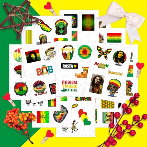 100Pcs Reggae Stickers – Rasta Stickers, Jamaica Inspired Vinyl Decals – Waterproof Aesthetic Stickers for Laptops, Water Bottles, Guitars, Journals – Gifts for Reggae Music Lovers - color: Reggae Stickers
