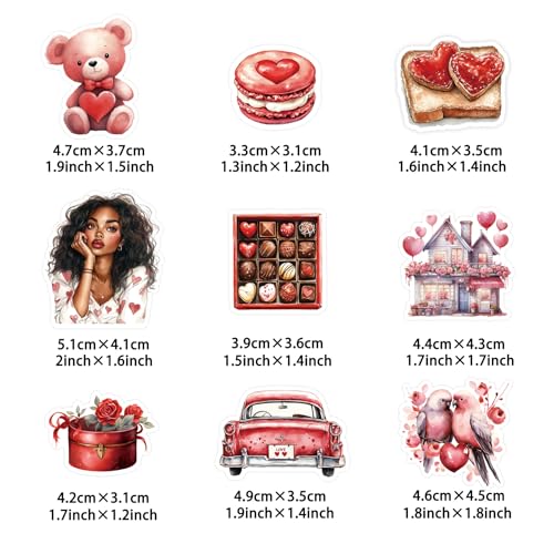 200 Pcs Valentines Day Heart Stickers for Journals Cards Gift Wrapping Scrapbooks DIY Crafts, Heart Stickers,Pink Red Love Theme Premium Craft Supplies - color: Romantic Hearts, style: Art Deco