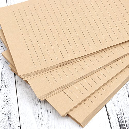 TOYANDONA 100 Sheets Vintage Kraft Stationary Paper A5 Size Lined Stationery Writing Letter Papers for Personalized Letters Creative Poems Lyrics