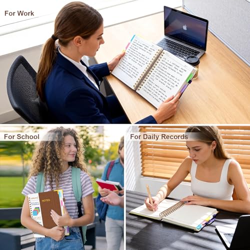 Hardcover Spiral Notebook Journal with Removable Dividers Tabs - color: Brown, size: 6.2"x8.2"