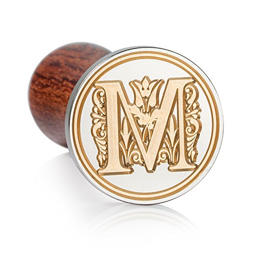 Mceal Wax Seal Stamp, Large Seal 1 1/5"(30mm) Dia, Silver Brass Head with Wooden Handle, Regal Letter A to Z Series (Letter M) - color: M