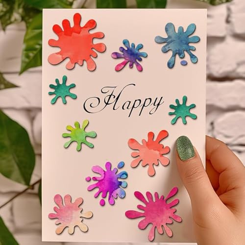 Lapoo Tool Metal Cutting Die for Scrapbooking - Durable, Cut Stencils for DIY Scrapbook Photo Album Decorative Paper Card, Card Making Supplies, Embossing (Colorful Splatter Painting 6.8 x 3.9 in) - color: Colorful Splatter Painting 6.8 x 3.9 in