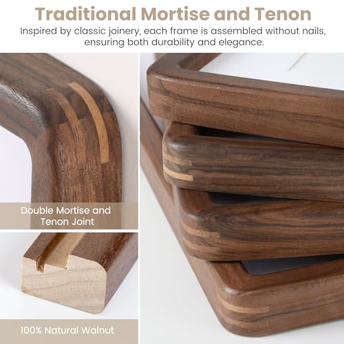 24x30 Picture Frame, USA-Sourced Natural Solid Walnut Wood Photo Frame with HD-Tempered Glass, Handcrafted Rounded Corner 24 by 30 Wooden Frame Matted to 18x24 Photos, Horizontal or Vertical Wall Mounting - color: American Black Walnut, size: 24x30