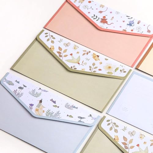 64 Pcs Stationery Paper Envelopes Set | Includes 42 Writing Paper & 21 Envelopes & 48 Stickers, Floral Letter Writing and Stationery Paper Envelopes(7Style) - color: Cute