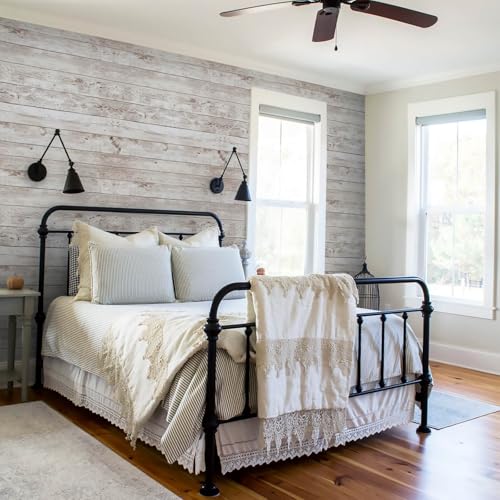 Heroad 17.7''x196'' Contact Paper Peel and Stick Wallpaper Wood Grain Contact Paper for Cabinets Countertop Waterproof Removable Wallpaper Self Adhesive Decorative Shiplap Papel Tapiz para Pared - size: 17.7" x 197"