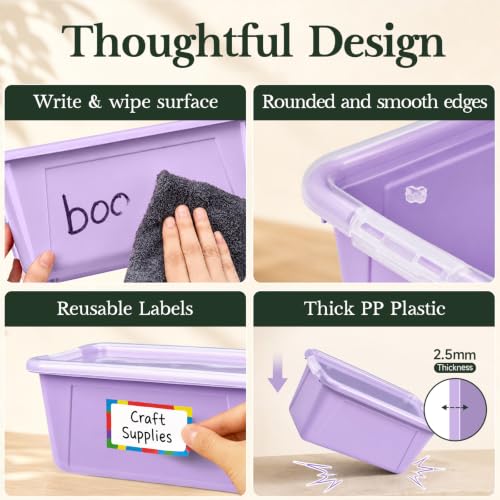GAMENOTE 6 Qt Storage Bins with Lids, Morandi 6 Pack, Stackable Boxes - color: Morandi