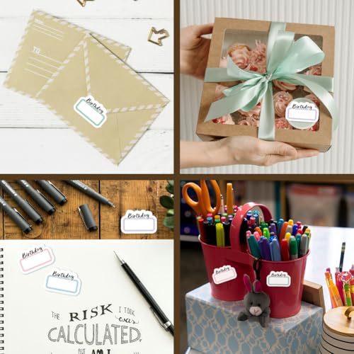 AHANDMAKER 120Pcs Planner Stickers Birthday Dialog Self-Adhesive Decals Colored Blank Box Stickers for Planner Calendar Scrapbook Crafting Arts Journaling Gift Bag Seal Theme Party Decor - style: Birthday Dialog