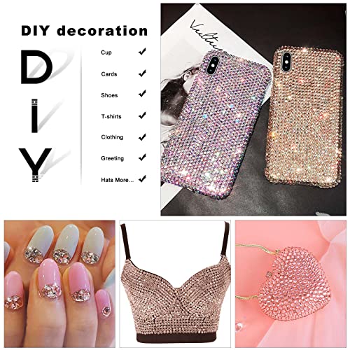 3792pcs Champagne Crystal Flatback Rhinestones Glass Diamantes Round Gems for Crafts Nail, Makeup, Clothes, Mixed 6 Sizes with Wax Pencil and Tweezer Kit(SS6~SS20) - color: Champagne