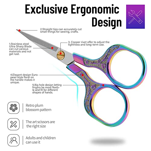 Embroidery precision scissors-Glexal 5 Inch Vintage Scissors-2 pack,Ultra Sharp Blade Shears,scotch small crafts scissors for multi purpose… - color: Purple & Gold