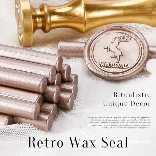 16 PCS Champagne Mini Wax Seal Sticks for Glue Gun, 0.7-inch Diameter | Making wax seals for wedding invitation, thanks cards and envelopes, christmas gift wrapping, place card - color: Champagne, size: Small