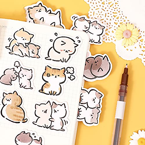 Small Size Laptop Stickers, 45pcs Doraking Boxed DIY Cute Pets Animals Stickers for Laptop Planners Scrapbook Suitcase Diary Notebooks Album (Naughty Cat)