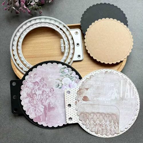 Circle Loose-Leaf Lace Die Cuts for Card Making, Background Frame Cutting Dies DIY Album Scrapbooking Decor Paper Craft Metal Die Cuts Party Wedding Decorations - color: Circle