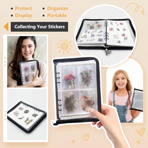 Reusable Sticker Storage Organizer Binder Collecting Book A5, Black - color: Black