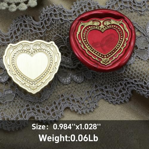 Romantic Vintage Embossed Frame Wax Seal Stamp - Heart 3D Relief Photo Frame Seal Stamps with Wood Handle, Retro Sealing Wax Stamp for Wedding Invitations, Scrapbooking, Letters(F16) - style: F16