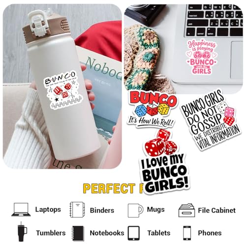 (12pcs-3in) Bunco Night Sticker Funny Stickers Dice Game Gifts Players - color: Bunco