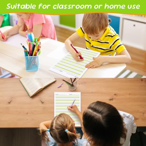 zmybcpack 2 Pack 8.5" x 11" Highlighted Write Beginner Paper for Kids | Handwriting Paper for Kids Letter Positioning (100 Sheets Each Pack, Double Printed) - size: 8.5" x 11"