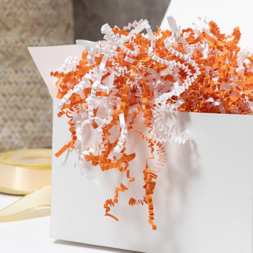 Mefleet 1/2 LB Crinkle Cut Paper Shred Filler Orange & White 8 oz - color: Orange & White