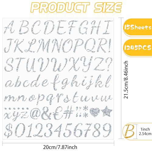 1245Pcs Gold Letter Stickers 15 Sheets Alphabet Stickers 1inch(Gold/Silver) - color: Gold/Silver