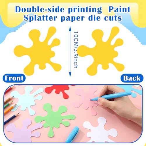 Kisston 360 Pcs Paint Splatter Cutouts Paper 3.9 Inch Die Cuts - color: 12 Colors, style: Paint Splatter