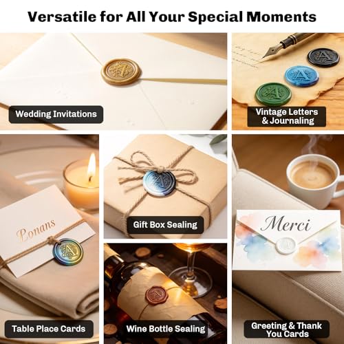Copper N Letter Wax Seal Stamp Kit, 360 PCS 18 Colors Wax Beads - color: Gold - letter N