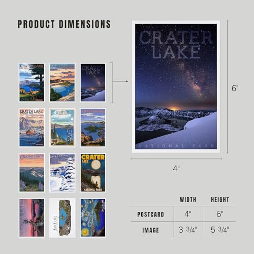 Lantern Press Crater Lake National Park - Postcard Set of 12 Different Original Hand Illustrated Postcards … - color: Crater Lake National Park