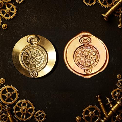 Mceal Wax Seal Stamp Head, 3D Embossed Relief for DIY Crafts, Wedding Invitations, Gift Wrapping,Steampunk Collection-Pocket Watch - style: Pocket Watch
