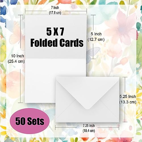 ANSSDO 50 Packs Blank Watercolor Cards with Envelopes Set 5x7 Inch - size: 5" x 7"