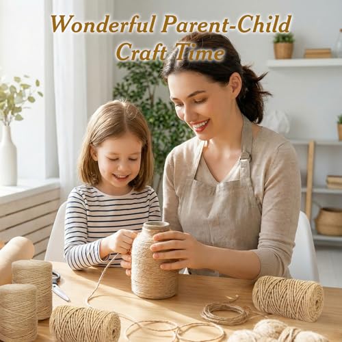 5mm*328 Feet Natural Jute Twine String DIY Home Decor,Thick Jute Twine for Crafting Gift Wrapping Packing Gardening Crochet Knitting Macrame Decor,5mm Brown Rope for Refurbish Cat Tree - size: 5mm x 100m