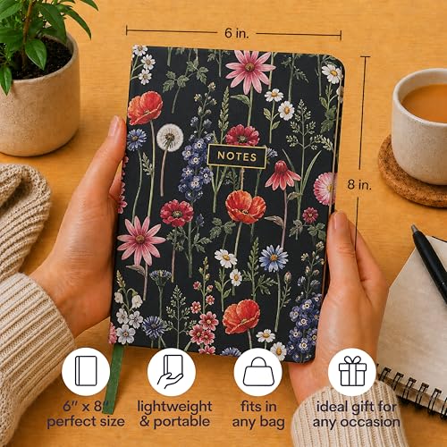 WORLD TRAVELER Eccolo A5 Lined Journal 256 Ivory Pages Lay Flat 6x8 - color: Multi Blossoms